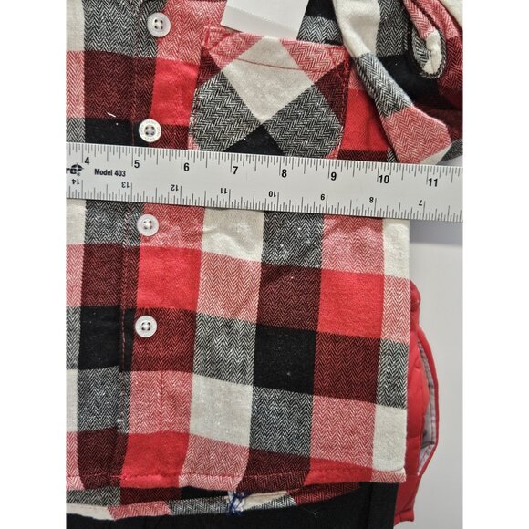 DKNY Size 12M Set Of 3, Red Vest/ Black Pants/ Red Plaid Button Up Long Sleeve - Picture 6 of 12
